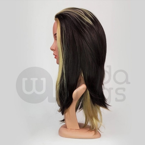 Arda Wigs Dark Brown & Chunky Blonde Highlights Y2K Wig - Picture 2 of 4